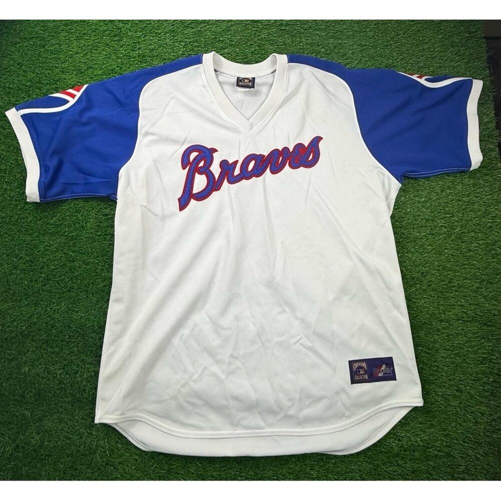 Starter Atlanta Braves MLB Mens 2X White Blue Red Crusader V-Neck Jersey